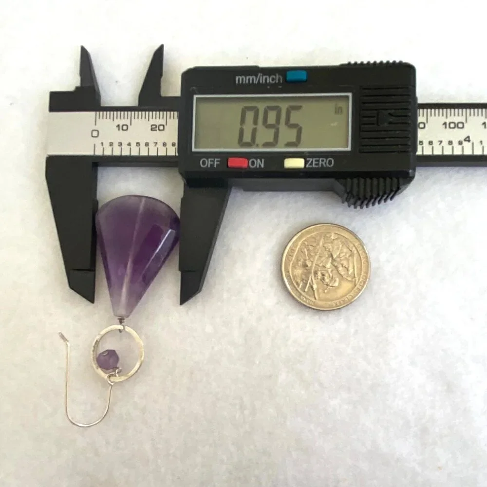 Deb Guyot Sterling Silver 925 Chunky Faceted Teardrop Amethyst Dangle Earrings